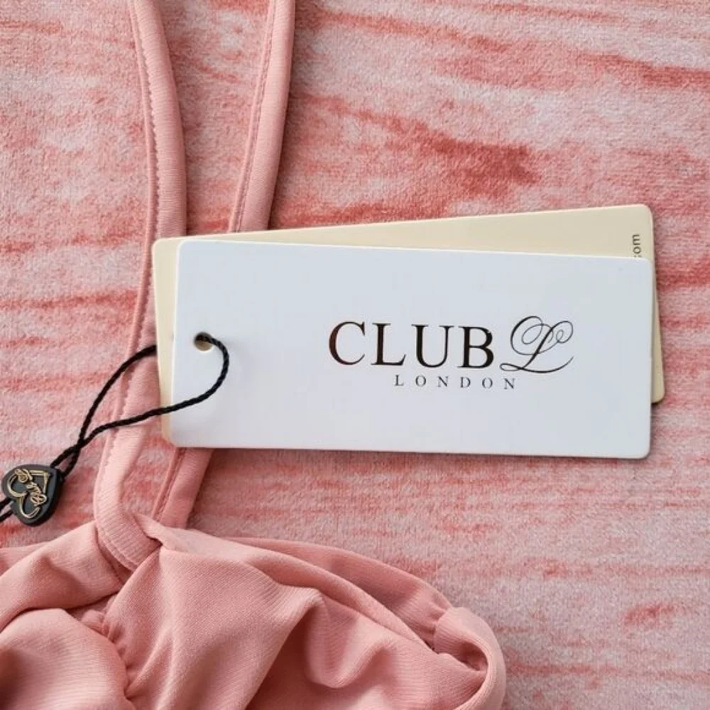 NWT Club L London Pink Sentimental Bodycon Ruched Midi‎ Dress Size 4 Date Night